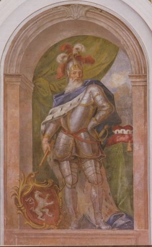 Welf VI (Fresco v. Johann Georg Bergmüller im Welfenmünster Steingaden)
